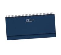 Planning de Bureau Hebdomadaire 2027 Professionnel, Agenda 128 Pages, Multilingue, Couverture Gommée Soft-Touch, Répertoire et Infos, 30x14 cm, Bleu Classique