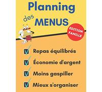 Planning des menus edition famille: Grand carnet de planning de menus avec liste de courses pour les familles - 52 semaines