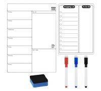 Planning Frigo Magnetique（30×20×0.1cm） Semainier Magnétiques Plannings Semaine Frigos Liste de Courses A5, 3 Stylos et 1 Gomme pour Tableau Blanc