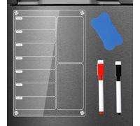Planning Frigo Magnetique,30 × 20 cm Tableau Semaine Effacable,Tableau Aimanté Frigo Menu Semaine avec 2 Marqueurs, Essuie-glaces