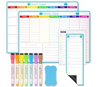 Planning Frigo Magnetique, Lot de 4 Tableau Magnetique Frigo, Emploi du Temps College, avec 7 Couleurs Marqueurs et 1 Effaceur, pour Familial, Mémo, Plannings de Repas, Notes, Tâches, 42×30cm