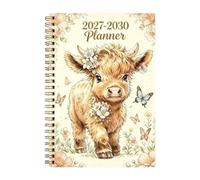 Planning mensuel 4 ans 2027-2030 - Vache des Highlands mignonne | Calendrier 21 x 14,81 x 1 cm avec vue mensuelle pour étudiants et enseignants Gestion d'objectifs à long terme et cadeau