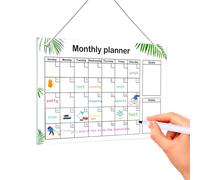 Planning Mensuel Effaçable, Semainier à Suspendre, Weekly Planner avec Cordon en Nylon, Planning Semainer, Planificateur Hebdomadaire, Tableau Planning pour Bureau école Cuisine(30*20cm,Transparent)