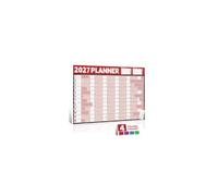Planning mural de bureau 2027, format A1, calendrier annuel, jours de | Facile à nettoyer, facile à essuyer, lamination double face, résistant à l'eau, 200 g/m², 84,1 x 59,4 cm, jours fériés