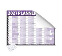 Planning mural de bureau 2027, format A1, calendrier annuel, mise au point | Facile à nettoyer, facile à essuyer, lamination double face, résistant à l'eau, 200 g/m², 84,1 x 59,4 cm, jours fériés