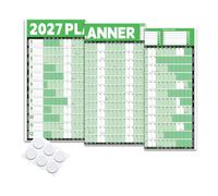 Planning mural d'étude 2027 au format A1, calendrier annuel, mise au point | Facile à nettoyer, facile à essuyer, lamination double face, résistant à l'eau, 200 g/m², 84,1 x 59,4 cm, jours fériés