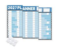 Planning mural d'étude 2027 au format A1 UK, calendrier annuel, mise au | Facile à nettoyer, facile à essuyer, lamination double face, résistant à l'eau, 200 g/m², 84,1 x 59,4 cm, jours fériés