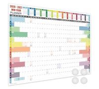 Planning mural scolaire 2025-2026 A1 laminé - Calendrier 13 mois mi-année 25/26 - Jours fériés marqués - Espace notes