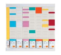 Planning Office Planner à fiches T - 7 colonnes, indice 2 + 1 colonne index - 24 fentes - Nobo blanc