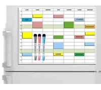 Planning semaine magnétique effaçable 30X40 cm A3 + 16 magnets à thèmes repositionnables + 3 marqueurs magnétiques, 7 jours de 8h à 23h