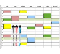 Planning semaine magnétique effaçable 30X40 cm A3 + 16 magnets vierges + 3 marqueurs effaçables magnétiques, 7 jours de 8h à 23h (16 magnets vierges + 3 marqueurs)