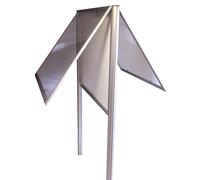 Planorga Vitrine d'affichage extérieur double Reverso 12 feuilles A4 - Portes battantes - Fond magnétique - Pieds scellés