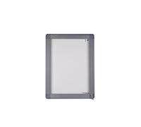 Planorga Vitrine d'affichage extérieur haute sécurité 9 feuilles A4 - Porte battante - Fond magnétique - Cadre Gris