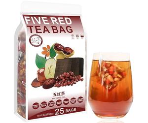 Plant Gift Five Red Tea Bag 8.81oz (10g*25bags) Goji, sucre brun, haricots rouges, arachides, pur naturel, mélange de santé thé, thé aux fleurs 250g 五红茶