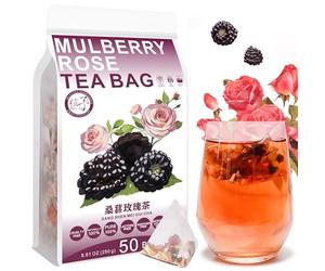 Plant Gift Mulberry Rose Tea Bag 8.81oz (5g*50bags) poireaux, roses, lys, Chine pure et naturelle, mélange de santé de thé, mélange de thé de fleur 250g 桑葚玫瑰茶