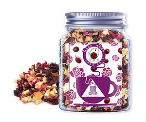 Plant Gift Rose Town Tea, Roselle, raisin, myrtille, pomme, mangue, noix de coco, pétales de rose rouge double 100% thé de santé naturelle, thé à base de plantes en vrac naturel, 70 g / 2,5 oz