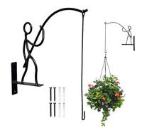 Plant Hanger, 20x23cm Wall Mounted Fisherman Themed Metal Bracket,Decorative Plant Hooks For Wall | For Indoor Outdoor Fence Patio Garden Yard Apartment Farmhouse Bird Feeders Flower Baskets
