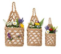 Plant Hanger, 3 Piece Handwoven Macrame Boho Rack, Indoor Hanging Decor