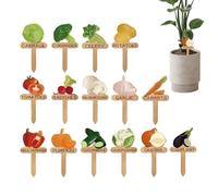 Plant Labels - Waterproof Garden Marker Stakes, Natural Wood Tag Picks, Long Lasting Weather Resistant Pot Signs, Eco Friendly Gardening Marking Kit | 15 Count Identification Tags For Patio,