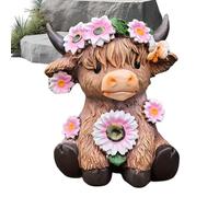 Plant Pot - Cow Figure Planter, Adorable Farm Animal Flower Container with Artistic Decorative Sculpture Gardening Display, Ideal for Indoor Outdoor Plants Garden Balcony Dining Room Shelf D