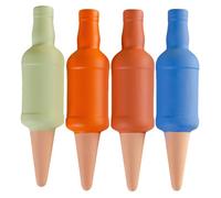 Plant Self Watering Devices - 4 Terracotta Spikes | Bottle-Shaped Plant Watering Spikes For Indoor Pots, Gardens, Flowers, Home Or Office, Keeps Plants Hydrated During Travel And Vacation
