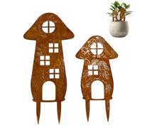 Plant Stakes Decorative | 2 Pieces Rustic Weatherproof | Outdoor Stakes Flower Bed Decorations | Ideal for Plant Pots Planter Yard Lawn Pathway Landscape Ground Porch Patio