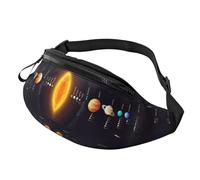 Plant System Jupiter Sac banane pour homme et femme, sac banane en polyester imprimé pour voyage, marche, sport avec sangle réglable, Noir , Taille unique