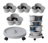 Plant Tower - Pot de fleurs empilable à plusieurs niveaux pour fraises, pommes de terre, légumes et fleurs | Jardin vertical à 4 niveaux avec plateau à roulettes mobiles pour une utilisation en