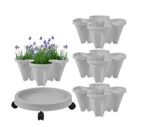 Plant Tower - Tour de fraises 4 pots de fleurs verticaux avec plateau et roues, outils de plantation pour intérieur et extérieur