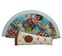 Planta Color Éventails floraux, paysages et figures de couleurs avec étui artisanal. Magnifique éventail en bois avec étui fabriqué en Espagne. (Blanc HTG9)