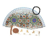 Planta Color Éventails floraux, paysages et figures de couleurs avec housse artisanale. Magnifique éventail en bois avec étui fabriqué en Espagne. (Mandalas Verde FV)