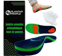 Plantar People Semelles orthopédiques pleine longueur avec supports de voûte plantaire et talonnettes en silicone, coussin métatarsien et talon pour traitement de la fasciite plantaire (taille XS)