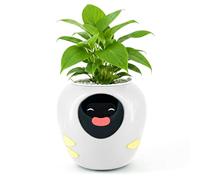 Plantbot Grand pot de fleurs intelligent amélioré pour animaux de compagnie, avec intelligence artificielle, affichage de la température du temps et base d'animations expressives, pour décoration