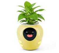 Plantbot Grand pot de fleurs intelligent amélioré pour animaux de compagnie, avec intelligence artificielle, affichage de la température du temps et base d'animations expressives, pour décoration