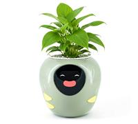 Plantbot Grand pot de fleurs intelligent amélioré pour animaux de compagnie, avec intelligence artificielle, affichage de la température du temps et base d'animations expressives, pour décoration
