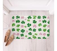 Plante À Feuilles De Trèfle Vertes Et Roses sur Le Thème De La Saint-Patrick Tapis pour Entrée Lavable Tapis De Porte Entretien Simple Tapis pour Entrée De La Maison Bain 40x60Cm