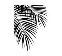 Plante à feuilles tropicales et à feuilles de palmier Stickers muraux en papier adhésif 68x91.3cm Personnalisation Noir