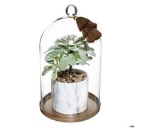 Plante artificielle à suspendre avec cloche ""Suite"" métal H25cm - Atmosphera createur d'interieur