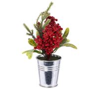 Plante Artificielle Airelles, Boules Rouges, Branches de Sapin, Feuilles Ornementales, Décoration de Noël pour Plante Tige d'Arbre de Noël
