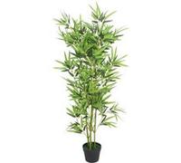 vidaXL Plante artificielle Bambou Feuillage résistant aux UV Pot en ciment 120 cm Verte