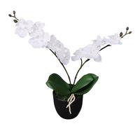 vidaXL Orchidée artificielle avec pot – résistante à la décoloration aux UV – 75 cm blanche