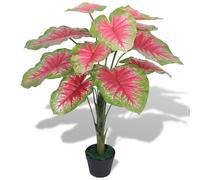 vidaXL Plante artificielle Caladium avec pot 85 cm Vert et Rouge