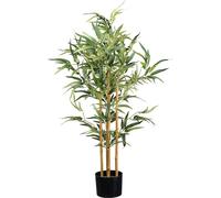 Plante artificielle bambou 105 cm - 432 feuilles, tige naturelle, pot plastique 15x12 cm