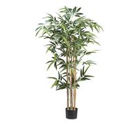 Plante artificielle Bambou 130 cm dans pot en plastique - 480 feuilles, tige naturelle & facile d'entretien