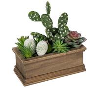 Plante artificielle cactus - Plante succulente dans un pot en bois - Plantes succulentes artificielles en pot - Plante d'intérieur décorative pour salon, rebord de fenêtre, décoration de table pour