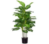HOMCOM Plante artificielle Calathea 120 cm – pot en ciment, 53 feuilles – intérieur