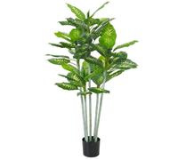 HOMCOM Plante Artificielle calathea Hauteur 150 cm Pot Ciment - intérieur