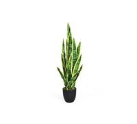 CostwayPlante Artificielle 90 cm en Pot 20 Feuilles Sansevieria Trifasciata Déco d Intérieur en PEVA Ciment PP Vert + Jaune