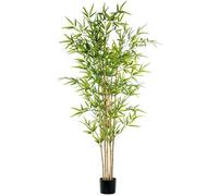 Plante Artificielle en Bambou avec 7 bûches en PVC Vert 180 x 35 x 35 cm