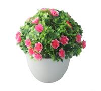 Plante artificielle en forme de boule de buis dans un pot rétro, topiaire artificiel pour décoration de maison, bureau, intérieur et extérieur (rose)